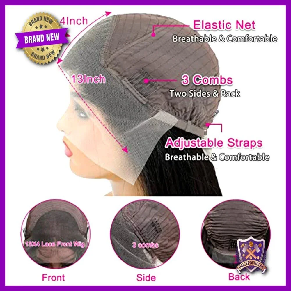 Straight Human Hair Lace Front Wig 24in HD 13x4 Glueless Virgin Brazilian